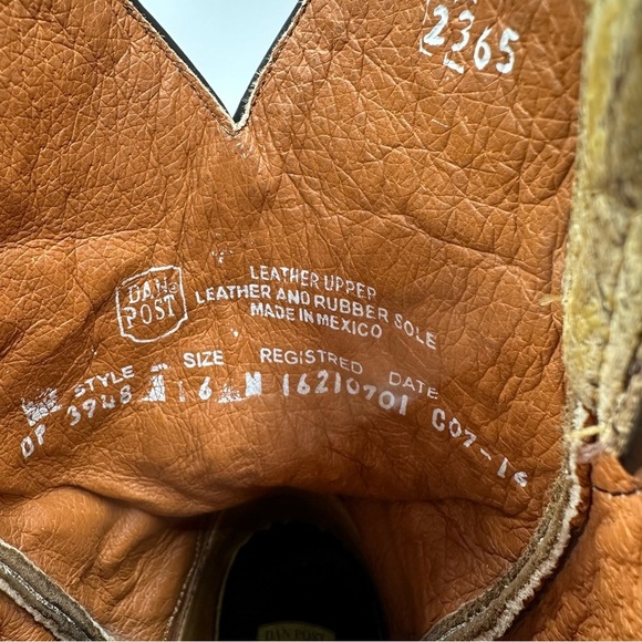 Dan Post Vintage Square Toe Cowboy Boots Size 6 - Picture 5 of 5